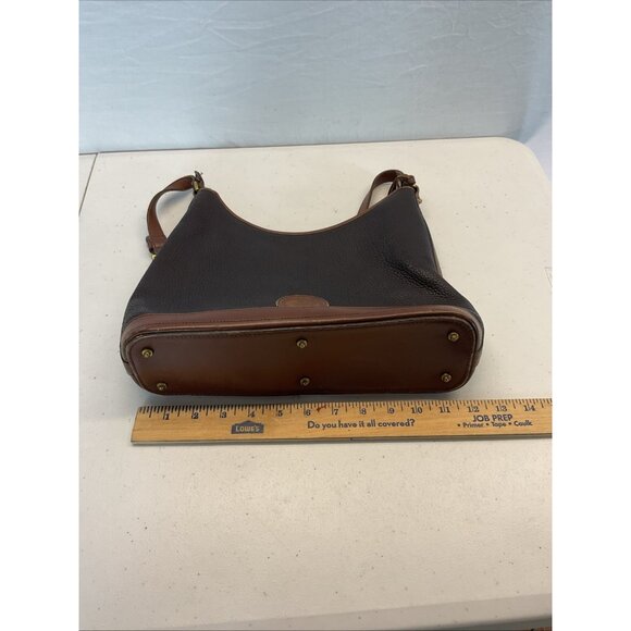 EUC VTG‎  Dooney & Bourke Black Tan Tumbled Pebbled Leather Hobo shoulder Bag - Picture 13 of 16